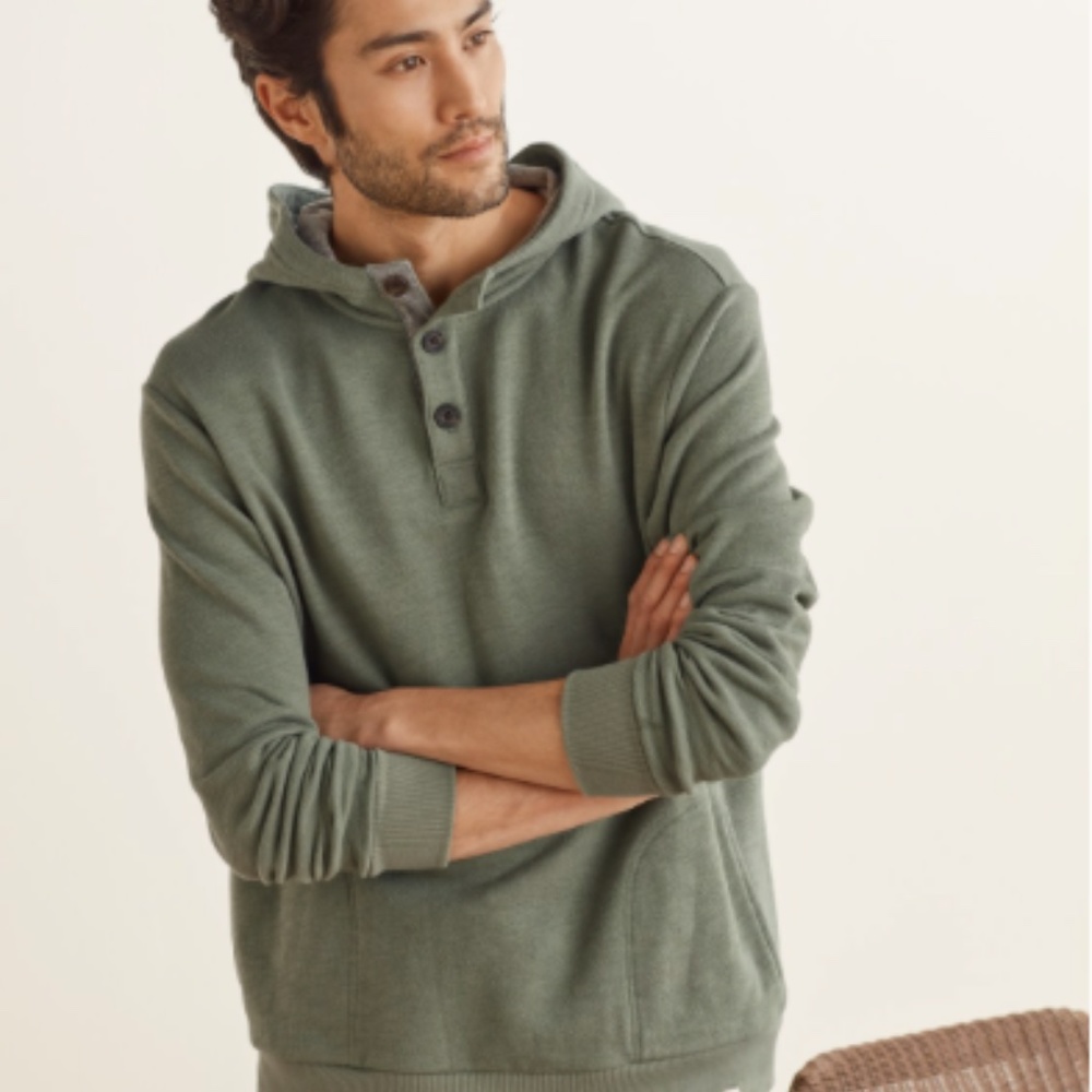 Upwest Men's Soft Henley Hoodie, Large